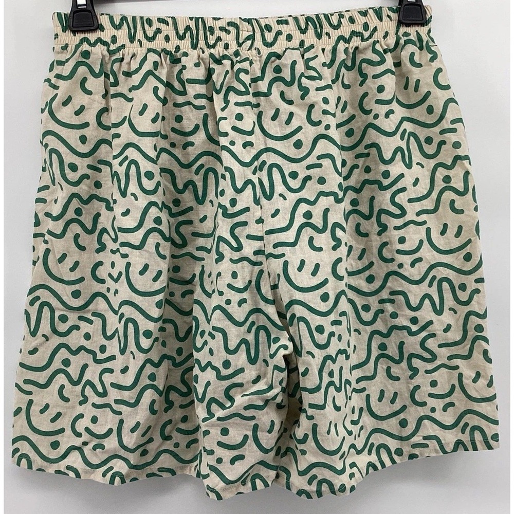 Fin & Vince NWT Pull-On Casual Shorts Size Large L Green White Smiley Face New - Picture 4 of 7